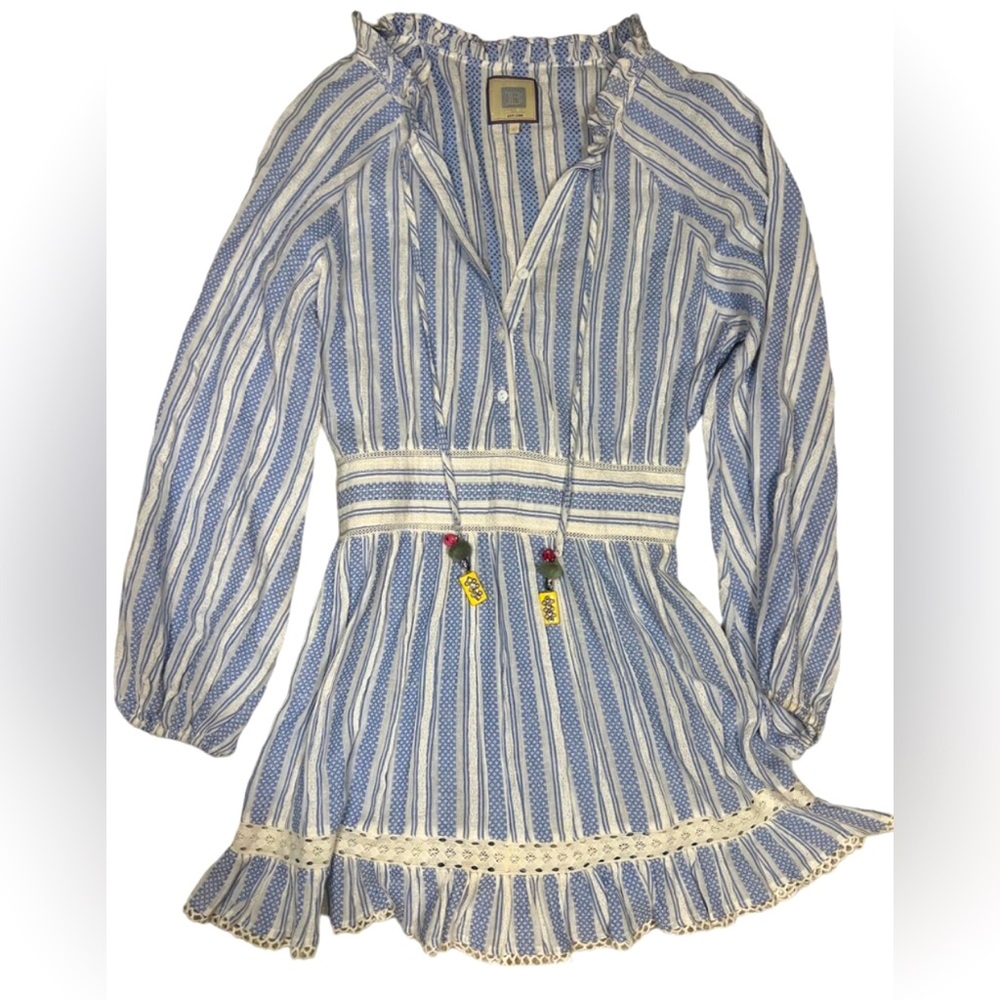 Blue and White Striped Mini Dress